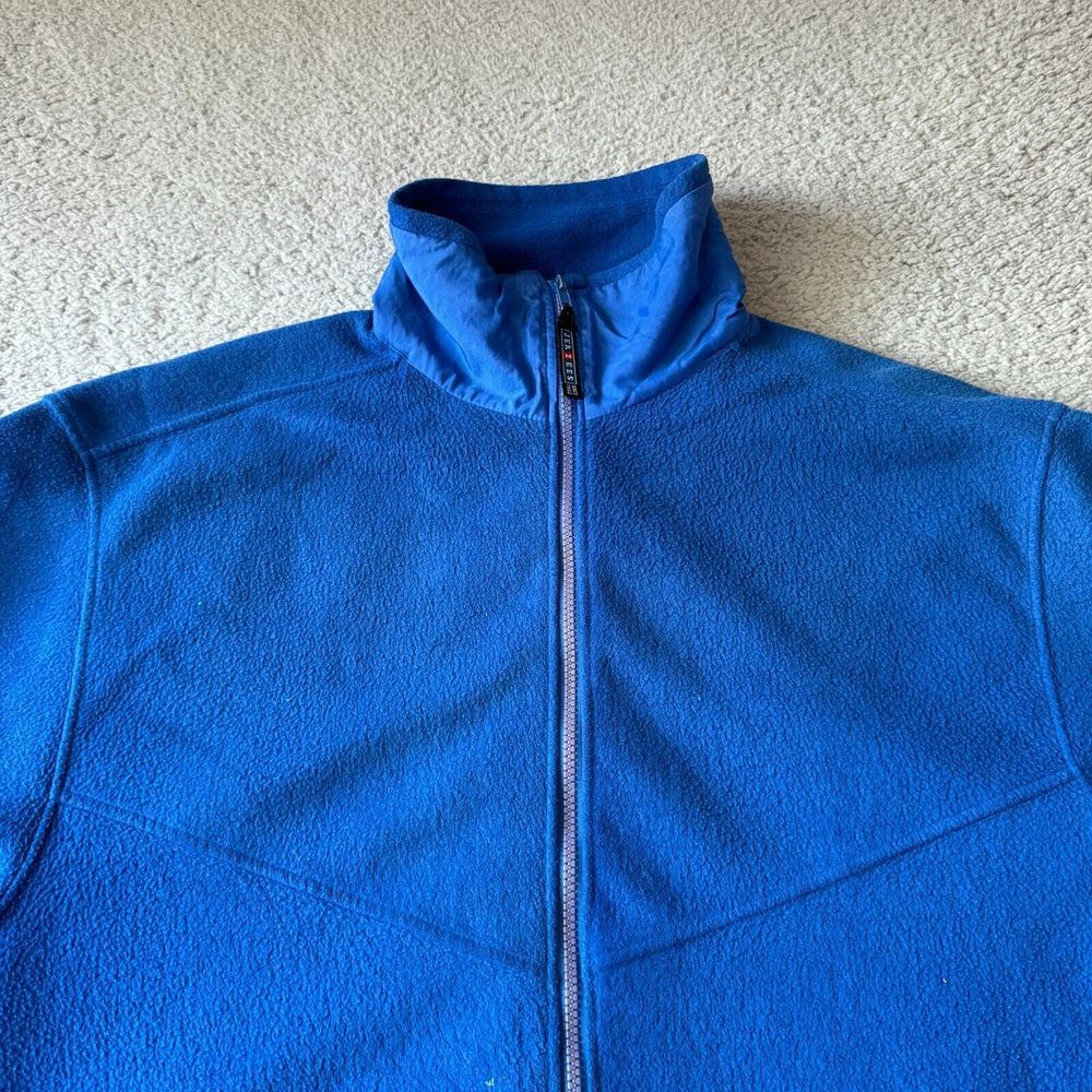 Jerzees Jacket Mens Medium Blue Fleece Full Zip Mock Neck Ski Outdoor Holiday